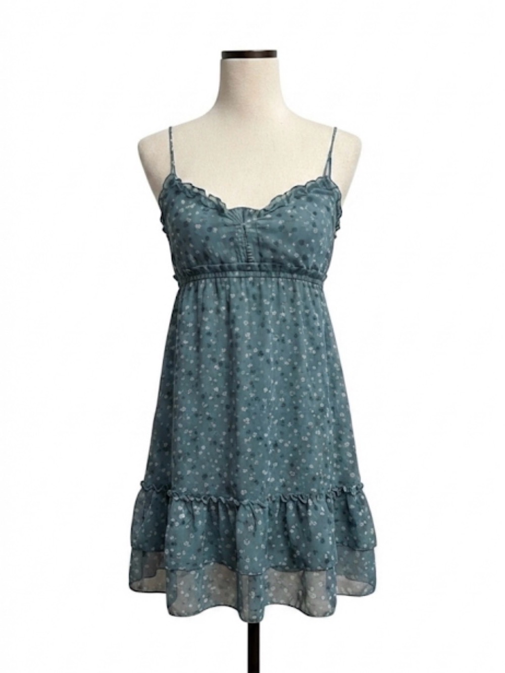 American eagle baby doll mini dress size 2 spaghetti straps teal